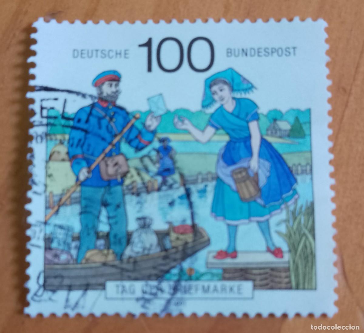 Sellos: ALEMANIA - V/F 100 - A&Ntilde;O 1991 - D&Iacute;A DEL SELO, CARTERO.