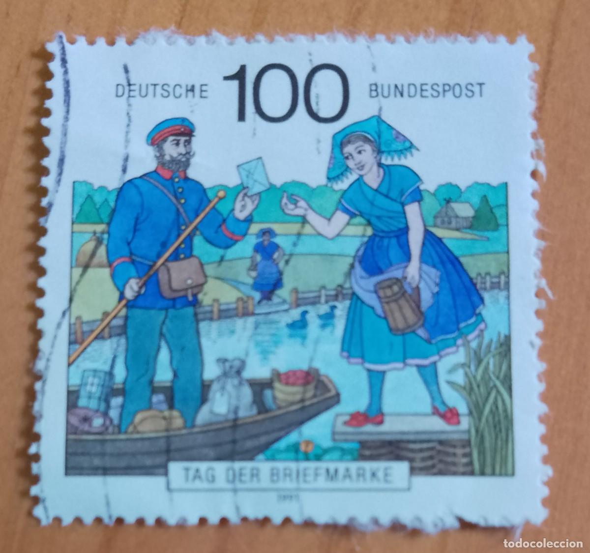 Sellos: ALEMANIA - V/F 100 - A&Ntilde;O 1991 - D&Iacute;A DEL SELO, CARTERO.