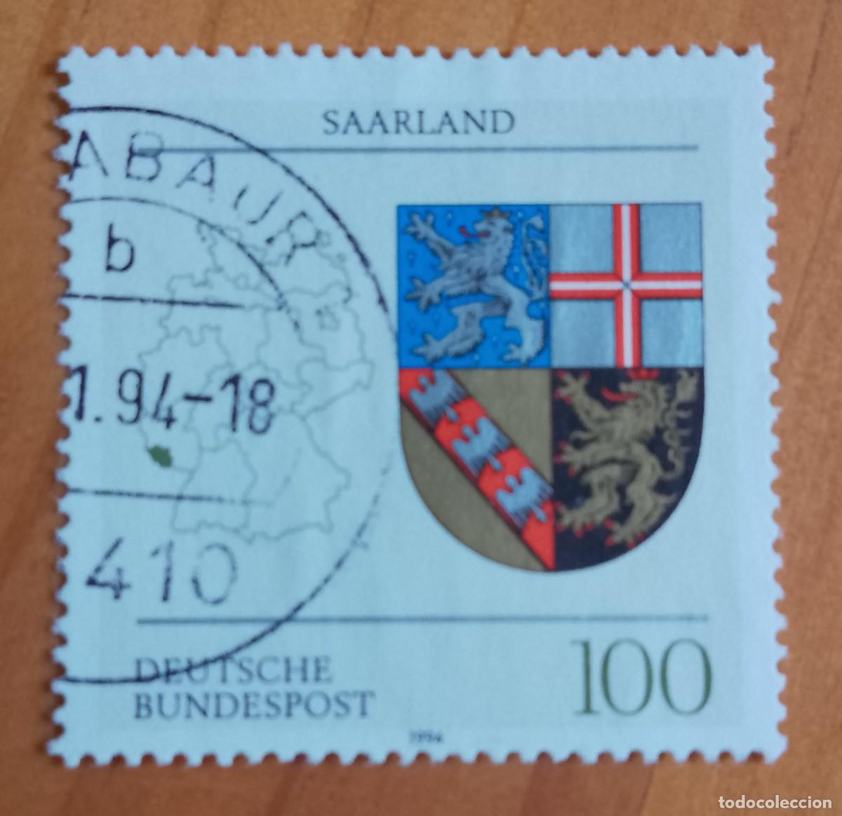 Sellos: ALEMANIA - V/F 100 - A&Ntilde;O 1994 - ESCUDO DE LOS LANDER SAARLAND