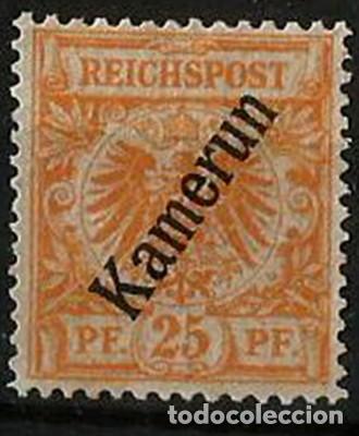 Sellos: ALEMANIA - COLONIA KAMERUN 1897 - SOBRECARGA - 25 PFG - NUEVO