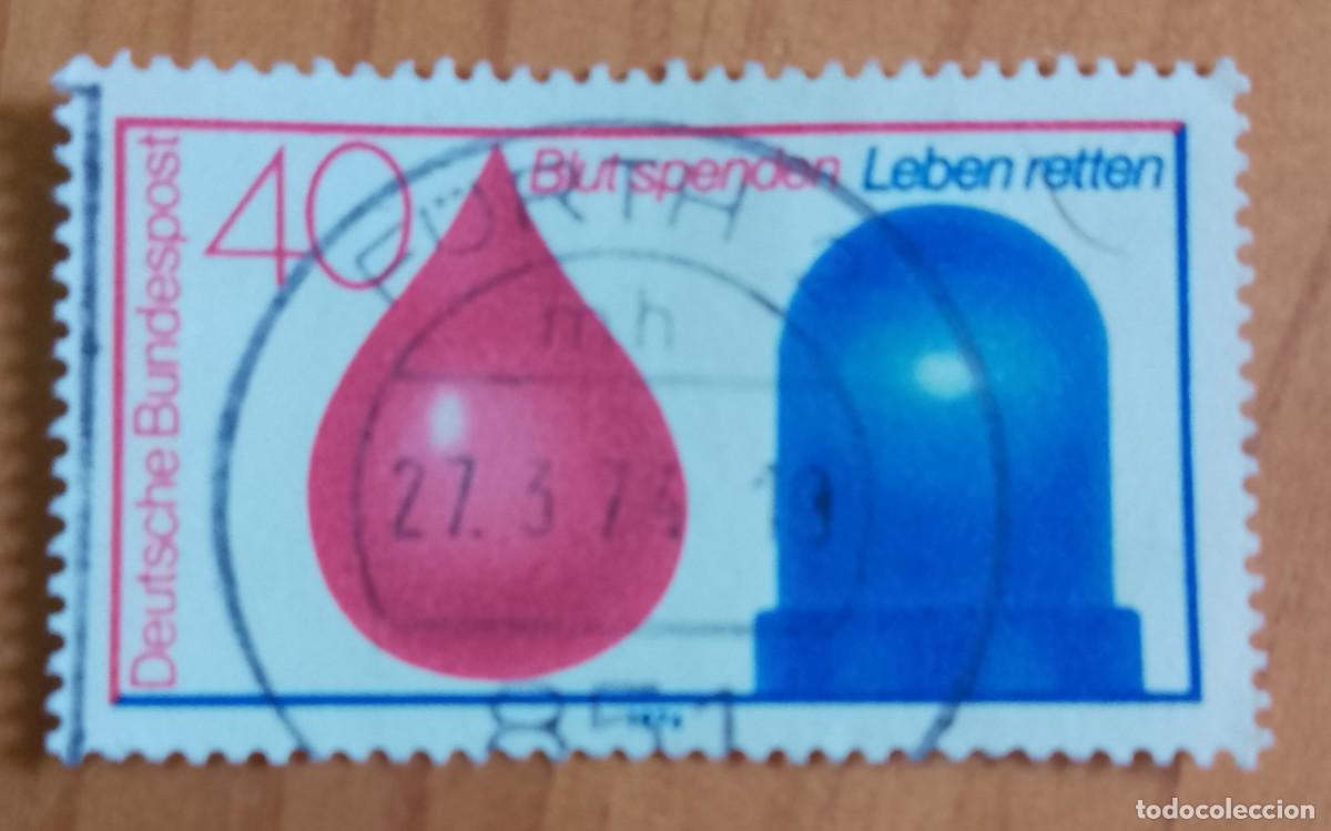 Sellos: ALEMANIA - V/F 40 - A&Ntilde;O 1974 - DONACIONES DE SANGRE - MATASELLO IDENTIFICATIVO: 27.3.74 F&Uuml;RTH