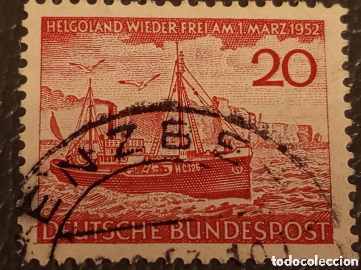 Sellos: Sello Alemania Federal 1952 - Helgoland Libre - Michel 152 Usado