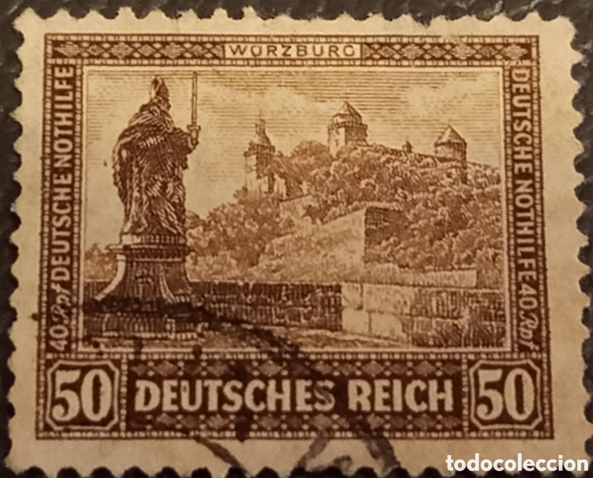Sellos: Sello Alemania Imperio 1930 Edificios W&uuml;rzburg 50+40 Pf Mi Nr. 453