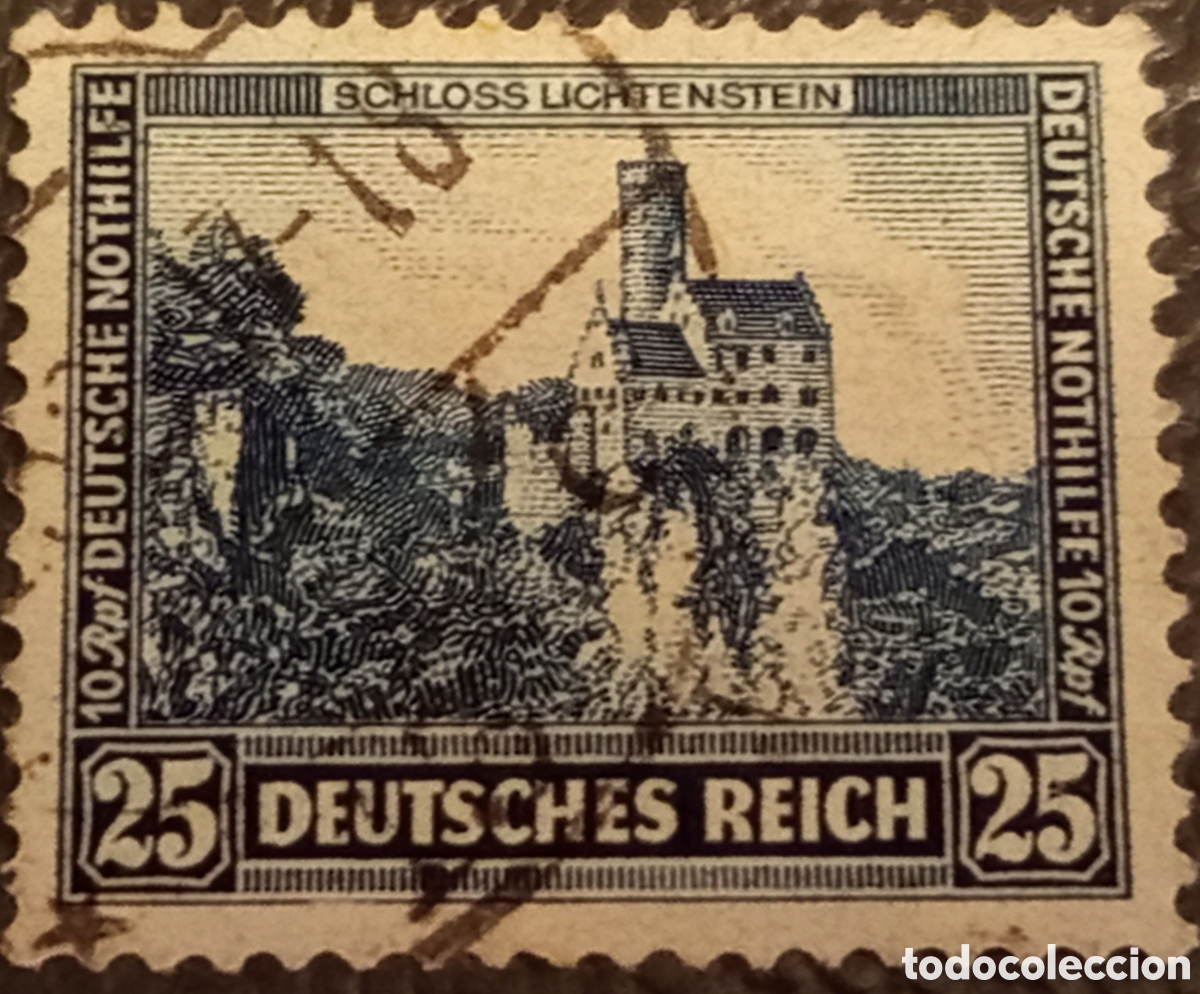 Sellos: Alemania Reich 1932 - Michel 477 Usado (Castillo Lichtenstein Nothilfe)