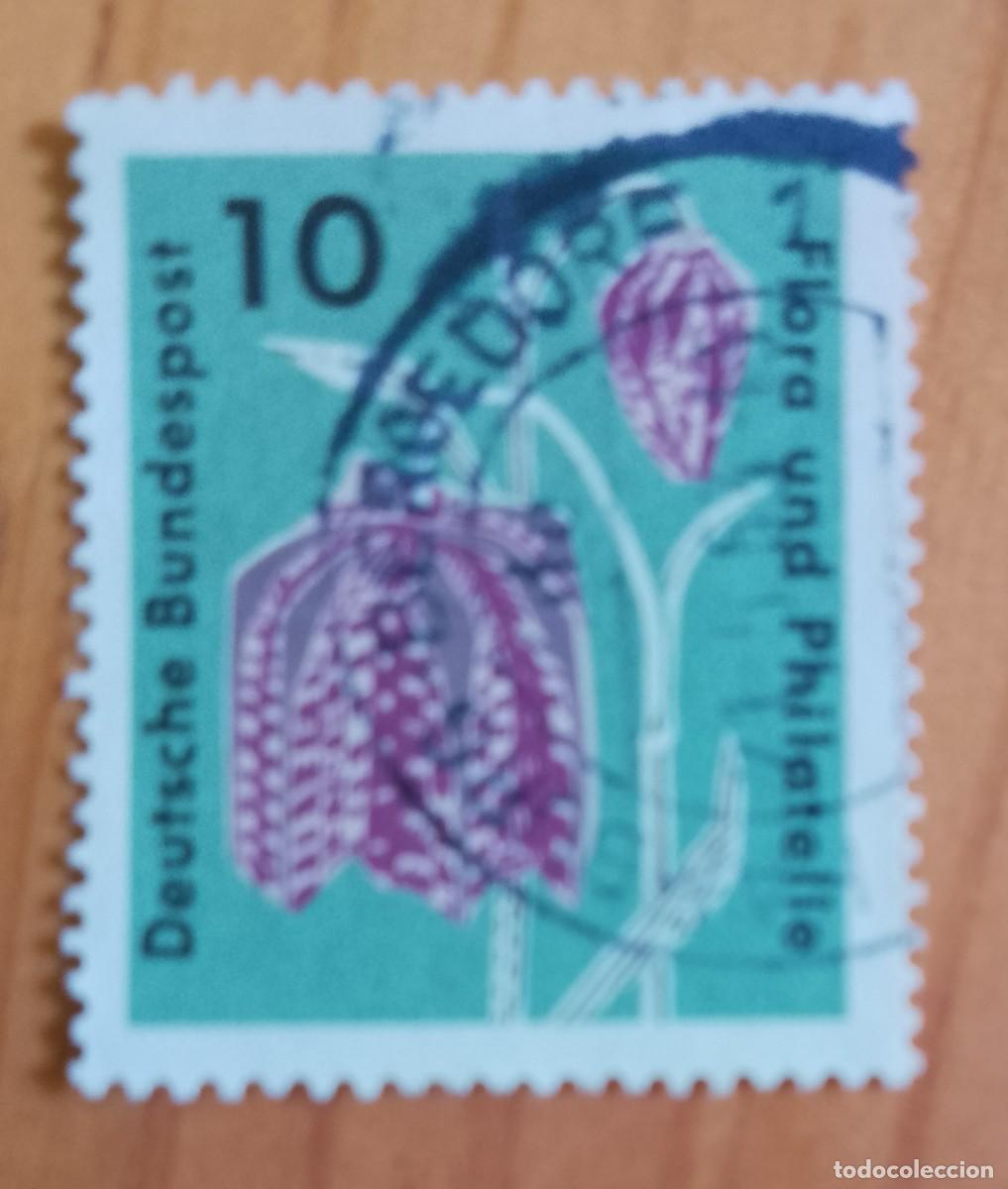Sellos: ALEMANIA - V/F 10 - A&Ntilde;O 1963 - FLOR Y FILATELIA - MATASELO IDENTIFICATIVO: 21.5.63 BURG BERGEDORF