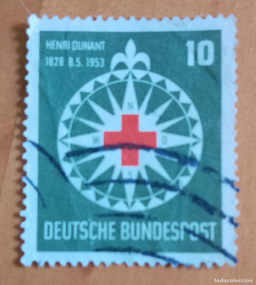 Sellos: ALEMANIA - V/F 10 - A&Ntilde;O 1953, ANIVERSARIO DE HENRI DUNANT, EMPRESARIO Y FIL&Aacute;NTROPO.