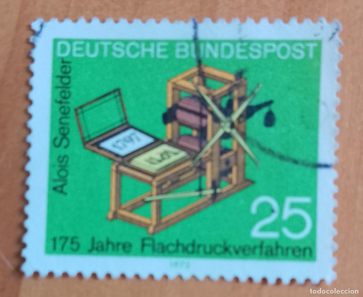 Sellos: ALEMANIA - V/F 25 - A&Ntilde;O 1972, ALOIS SENEFELDER, 175 A&Ntilde;OS DE LA INVENCI&Oacute;N DE LA PRENSA LITOGR&Aacute;FICA