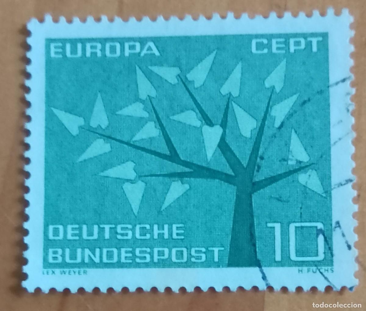 Sellos: ALEMANIA - V/F 10 - EUROPA, CEPT - ARBOL, DISE&Ntilde;O DE LEX WEYER - YV 255