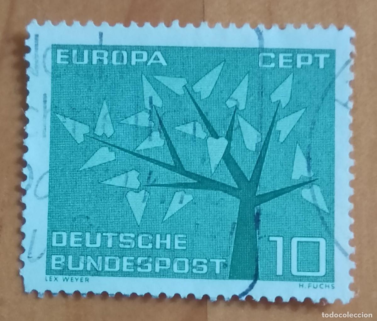 Sellos: ALEMANIA - V/F 10 - EUROPA, CEPT - ARBOL, DISE&Ntilde;O DE LEX WEYER - YV 255