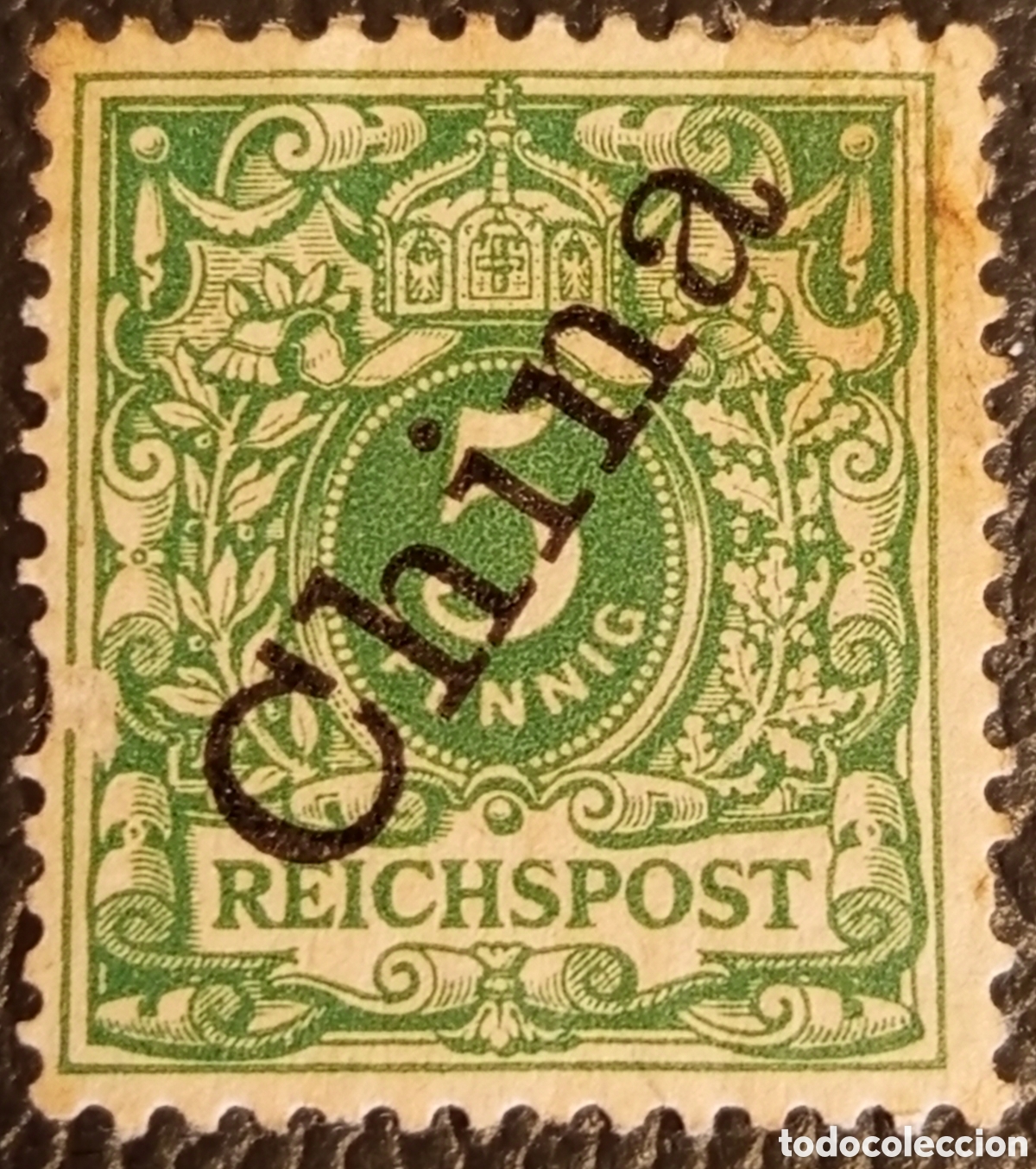 Sellos: Sello Alemania Oficinas China 1898 Mi Nr 2 II 5 Pf Verde MH Krone Adler