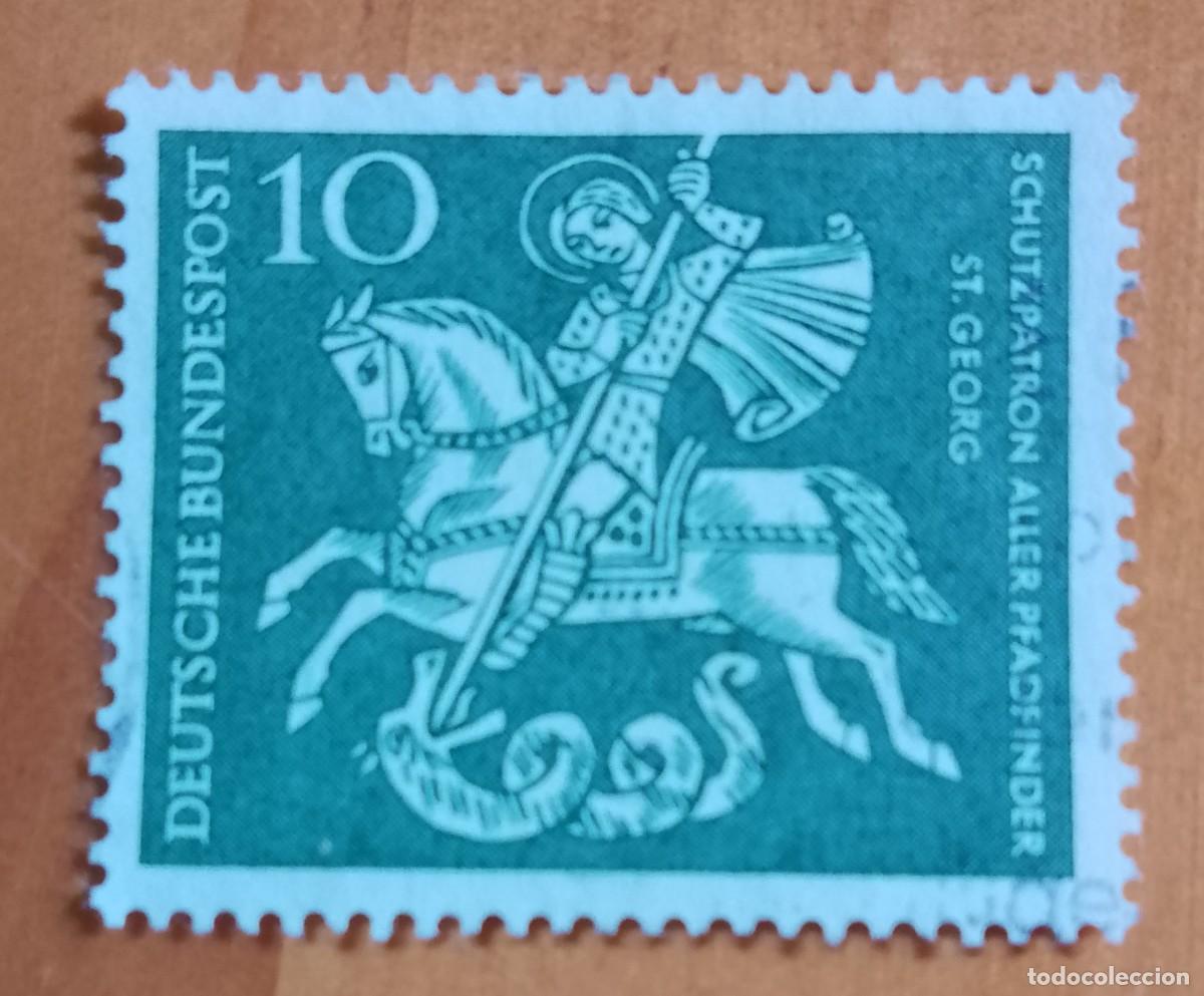 Sellos: ALEMANIA - V/F 10 - 1959.1961 - SAN JORGE, SANTO PATR&Oacute;N DE TODOS LOS SCOUTS.