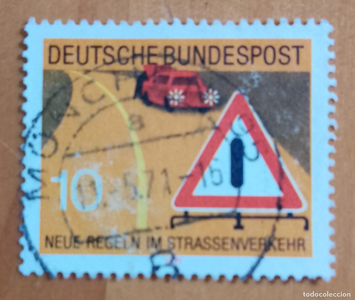 Sellos: ALEMANIA - V/F I0 &Oacute; 10 - A&Ntilde;O 1971, NUEVAS NORMAS DE TR&Aacute;FICO, LUCES Y SE&Ntilde;AL EN CASO DE ACCIDENTE