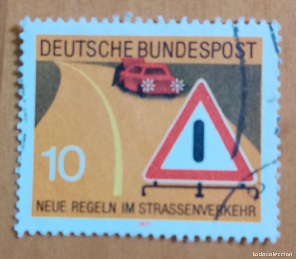 Sellos: ALEMANIA - V/F I0 &Oacute; 10 - A&Ntilde;O 1971, NUEVAS NORMAS DE TR&Aacute;FICO, LUCES Y SE&Ntilde;AL EN CASO DE ACCIDENTE