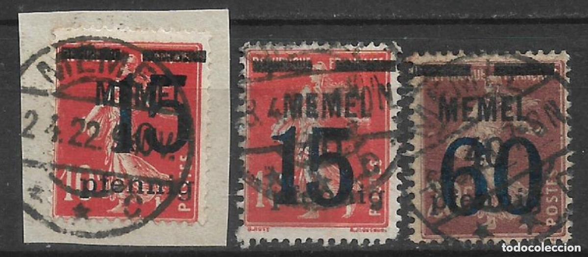 Sellos: Alemania Memel 1921 Michel 34 + 35 usado 7.50&euro;- 33-16