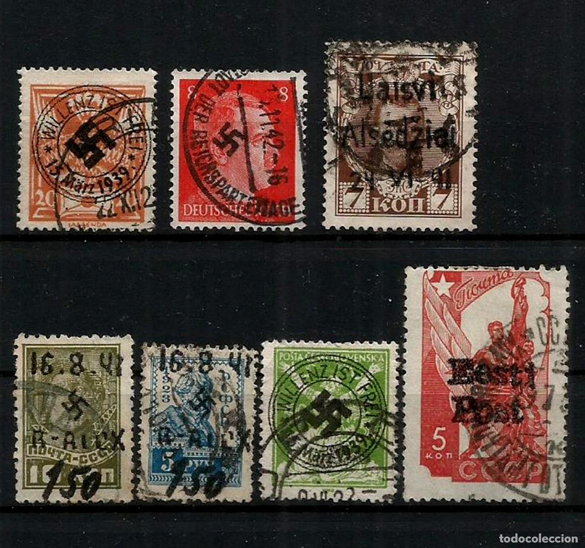 Sellos: RARISIMO LOTE - ALTO VALOR - DISTINTAS OCUPACIONES NAZIS - III REICH - LOTE DE 7 SELLOS ALTO VALOR