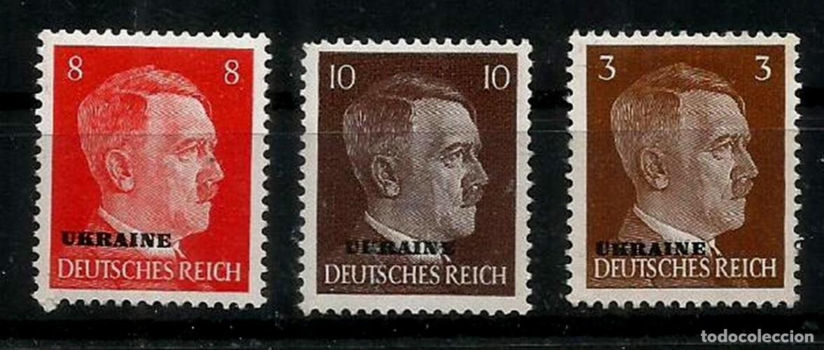 Sellos: ALEMANIA 1941 - III REICH - HITLER - OCUPACION DE UCRANIA - SOBRECARGA - 3 NUEVOS