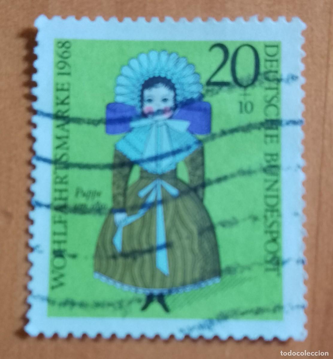 Sellos: ALEMANIA - V/F 20 + 10 - 1968, SELLO ASISTENCIA SOCIAL, MU&Ntilde;ECA DE NUREMBURG, ALREDEDOR DE 1850