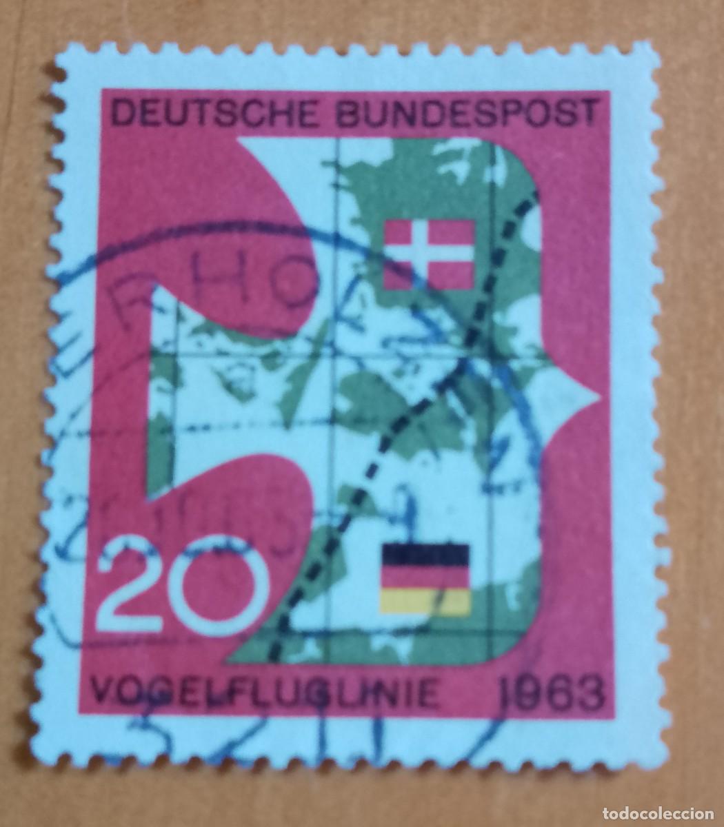 Sellos: ALEMANIA - V/F 20 - A&Ntilde;O 1963, RUTA DE MIGRACI&Oacute;N DE AVES
