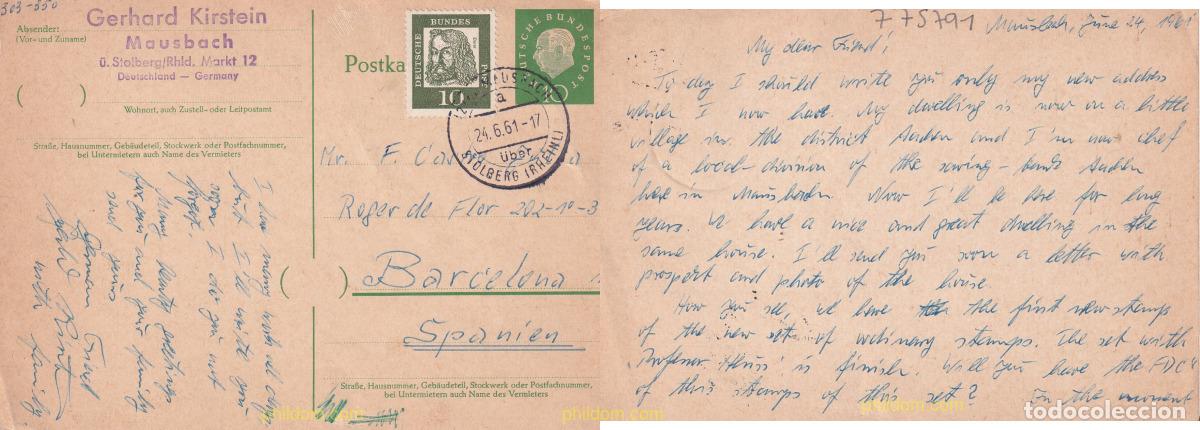 Sellos: 775791 USED ALEMANIA FEDERAL 1961 CELEBRIDADES