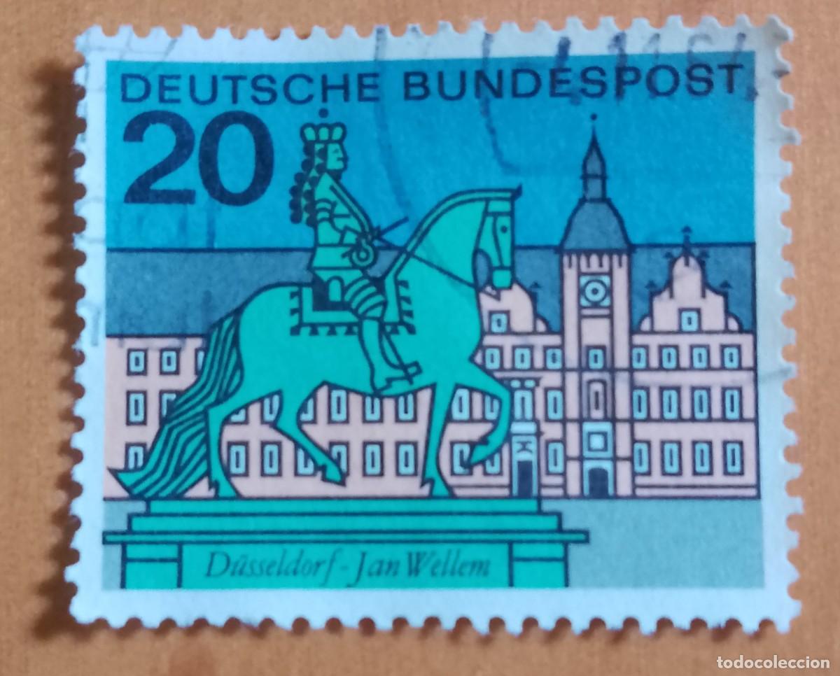 Sellos: ALEMANIA - V/F 20 - A&Ntilde;O 1964 - DUSSELDORF, ESTATUA DE JAN WELLEM