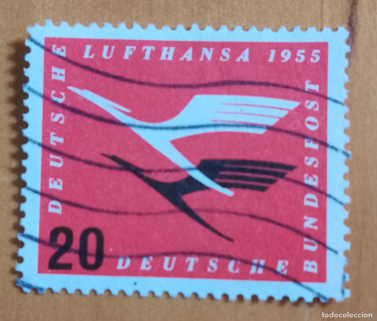 Sellos: ALEMANIA - V/F 20 - A&Ntilde;O 1955, AVI&Oacute;N, LUFTHANSA