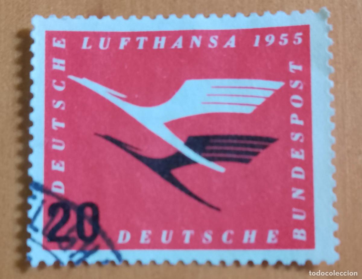 Sellos: ALEMANIA - V/F 20 - A&Ntilde;O 1955, AVI&Oacute;N, LUFTHANSA