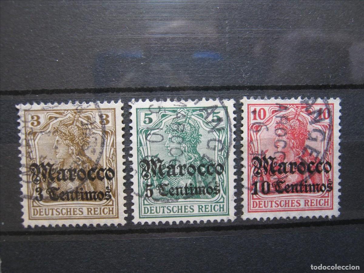 Briefmarken: ALEMANIA COLONIA MARRUECOS 1905-11 YVERT 33/35 USADOS PERFECTOS.