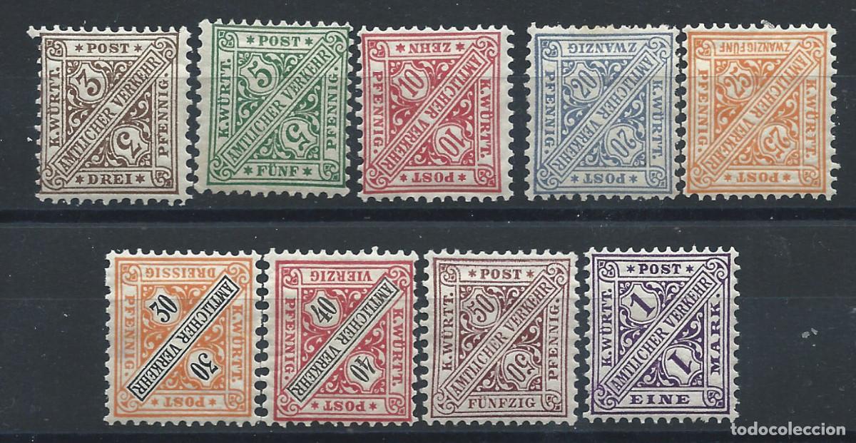 Sellos: Wurtemberg Service N&deg;46/54* (MH) 1907 - Chiffres