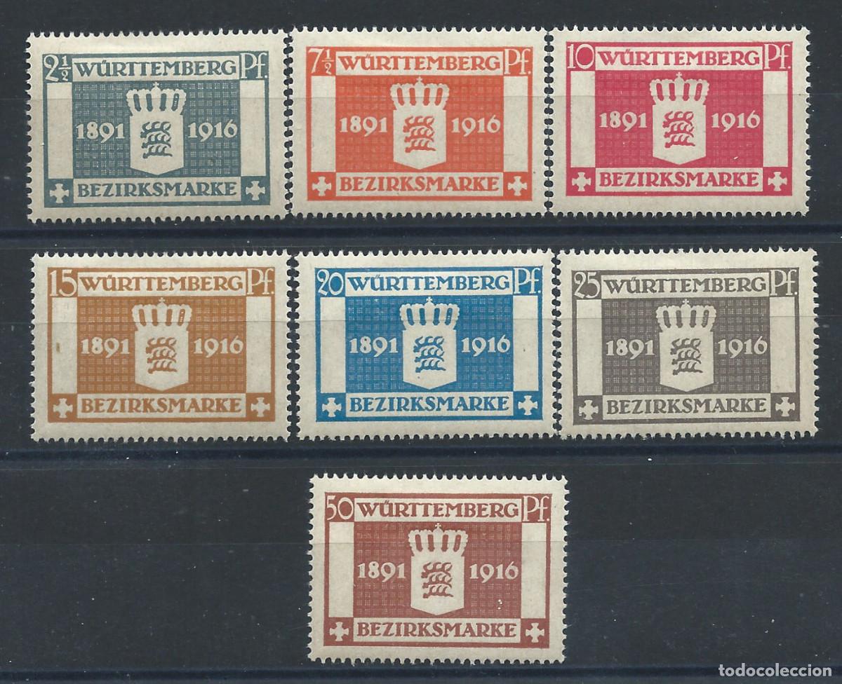 Sellos: Wurtemberg Service N&deg;71/77* (MH) 1916 - Av&egrave;nement du Roi Guillaume II