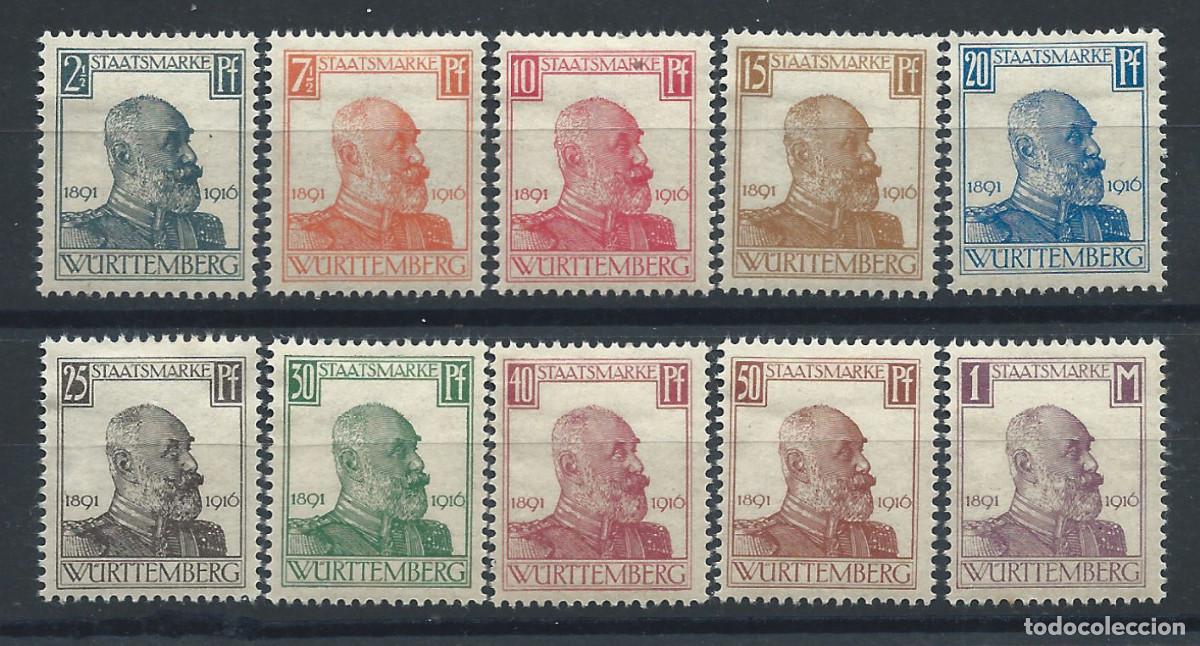 Sellos: Wurtemberg Service N&deg;78/87* (MH) 1916 - Roi Guillaume II