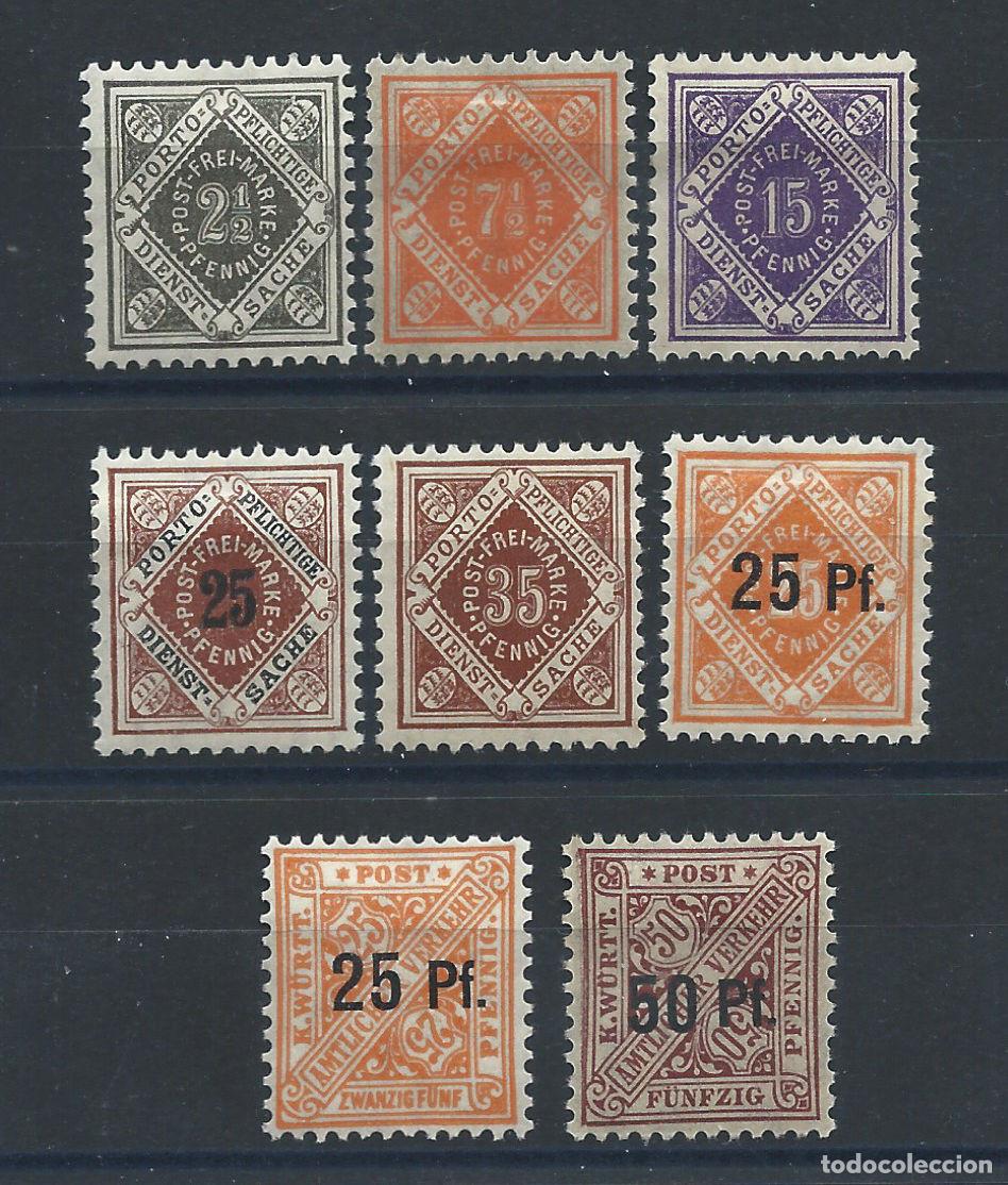 Sellos: Wurtemberg Service N&deg;55/56+58/61+67+69* (MH) 1916/19 - Chiffres