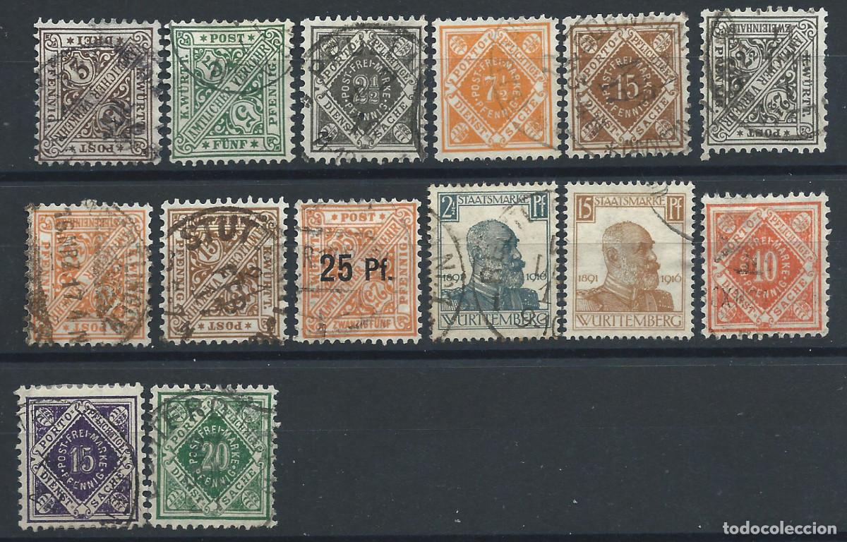 Sellos: Wurtemberg Service Lot 14 TP Obl (FU) Entre 1907 et 1921