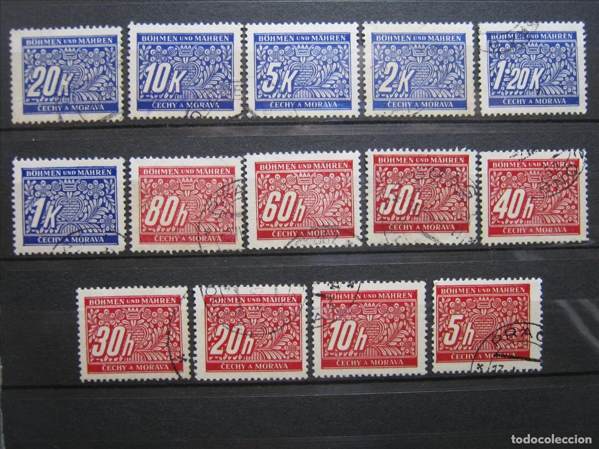 Stamps: ALEMANIA OCUPACI&Oacute;N BOHEMIA MORAVIA TASAS SERIE YVERT 1/14 USADOS PERFECTOS.