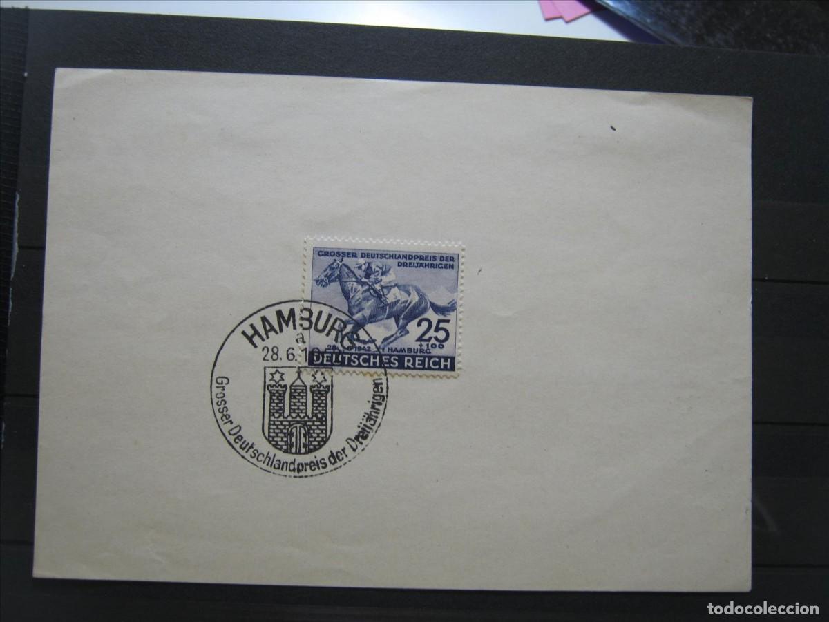 Selos: ALEMANIA IMPERIO REICH 1942 YVERT 738 USADO FDC PRIMER D&Iacute;A LUJO.