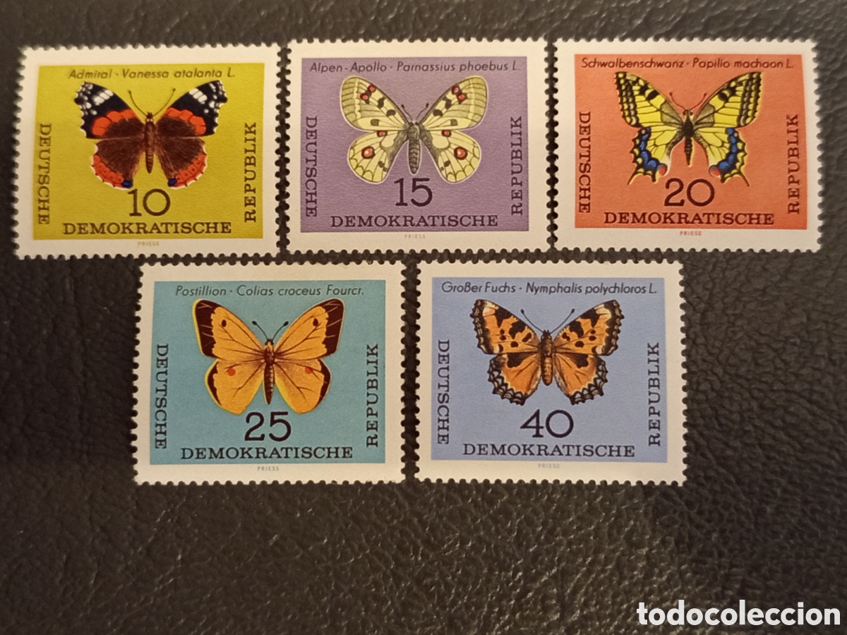 Sellos: Alemania Oriental DDR 1964 - Serie Mariposas Mi. 1004/1008 MNH Postfrisco