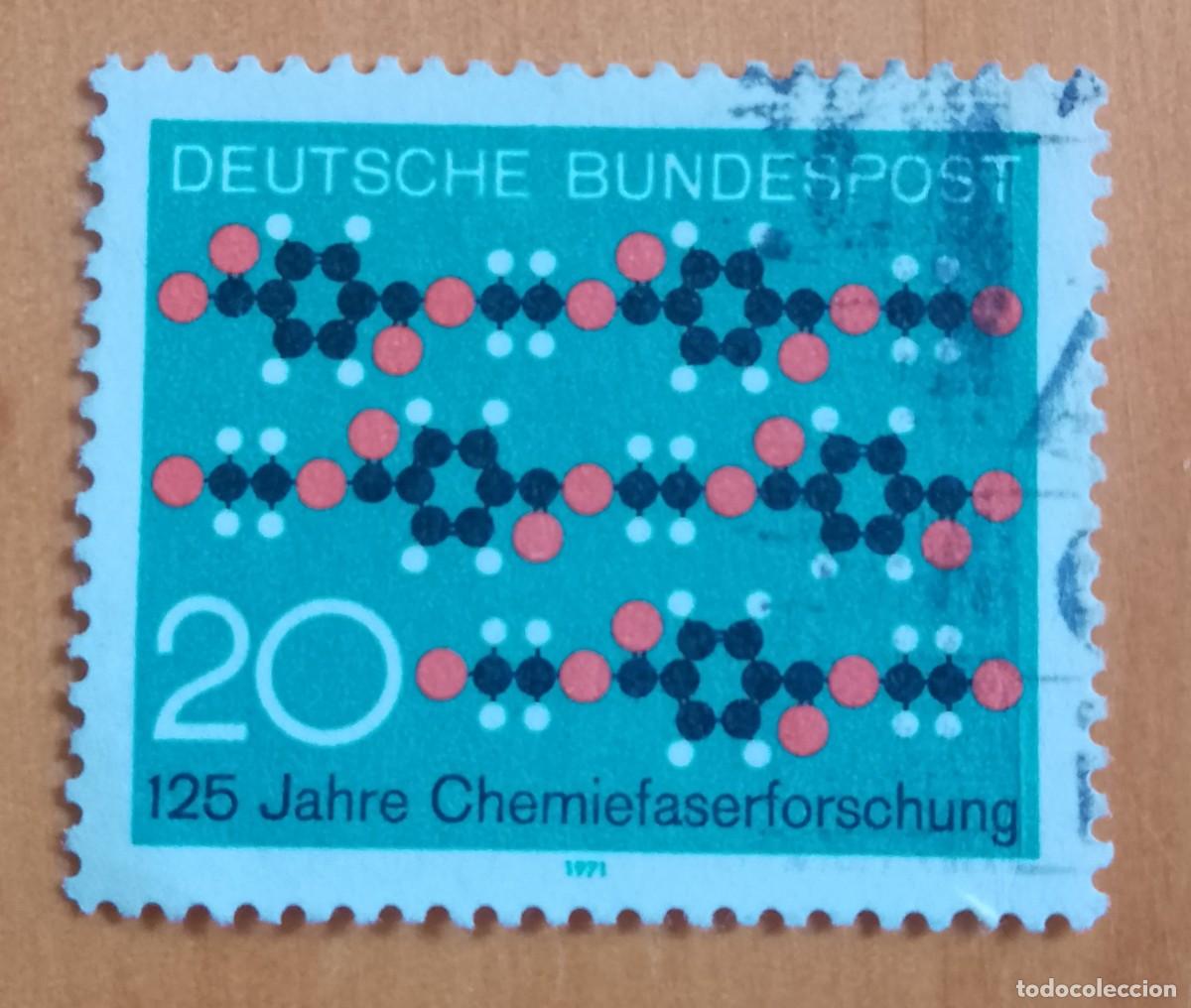 Sellos: ALEMANIA - V/F 20 - A&Ntilde;O 1971 - 125 A&Ntilde;OS DE INVESTIGACI&Oacute;N SOBRE FIBRAS QU&Iacute;MICAS - YV 532