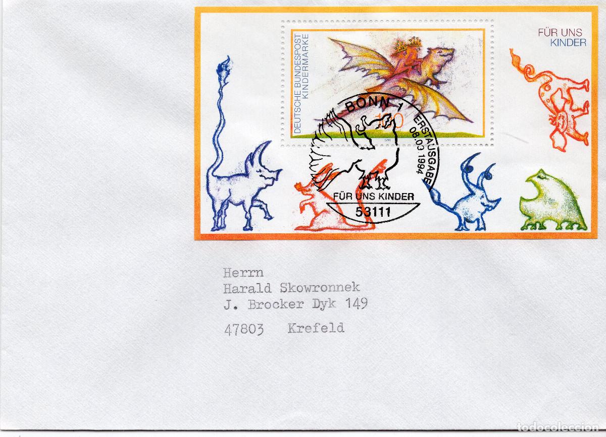 Sellos: ALEMANIA FEDERAL 1994 CARTA FDC MICHEL DE BL30