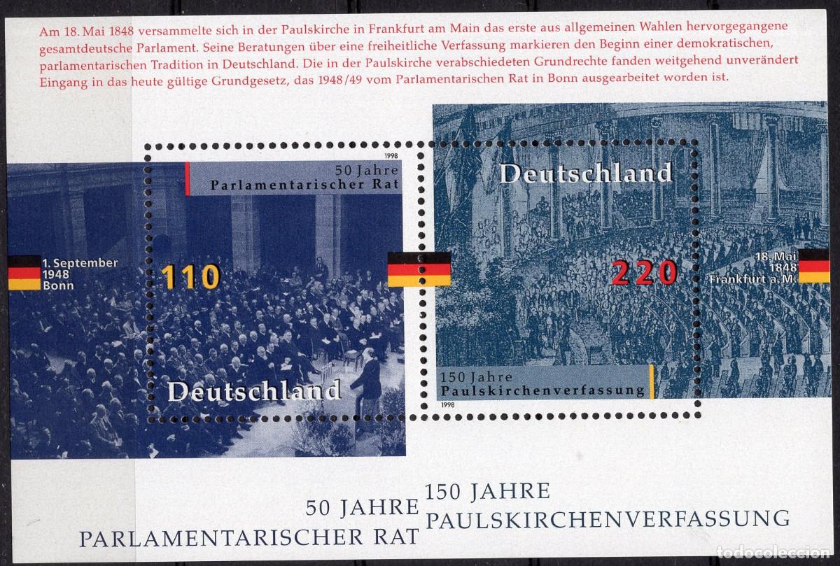 Sellos: ALEMANIA FEDERAL 1998 STAMP MICHEL DE BL43