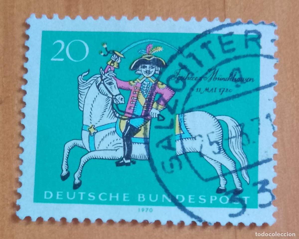 Sellos: ALEMANIA - V/F 20 - A&Ntilde;O 1970 - JINETE CON ESPADA - CON MATASELLO IDENFICATIVO: 25.3.71 SALZGITTER