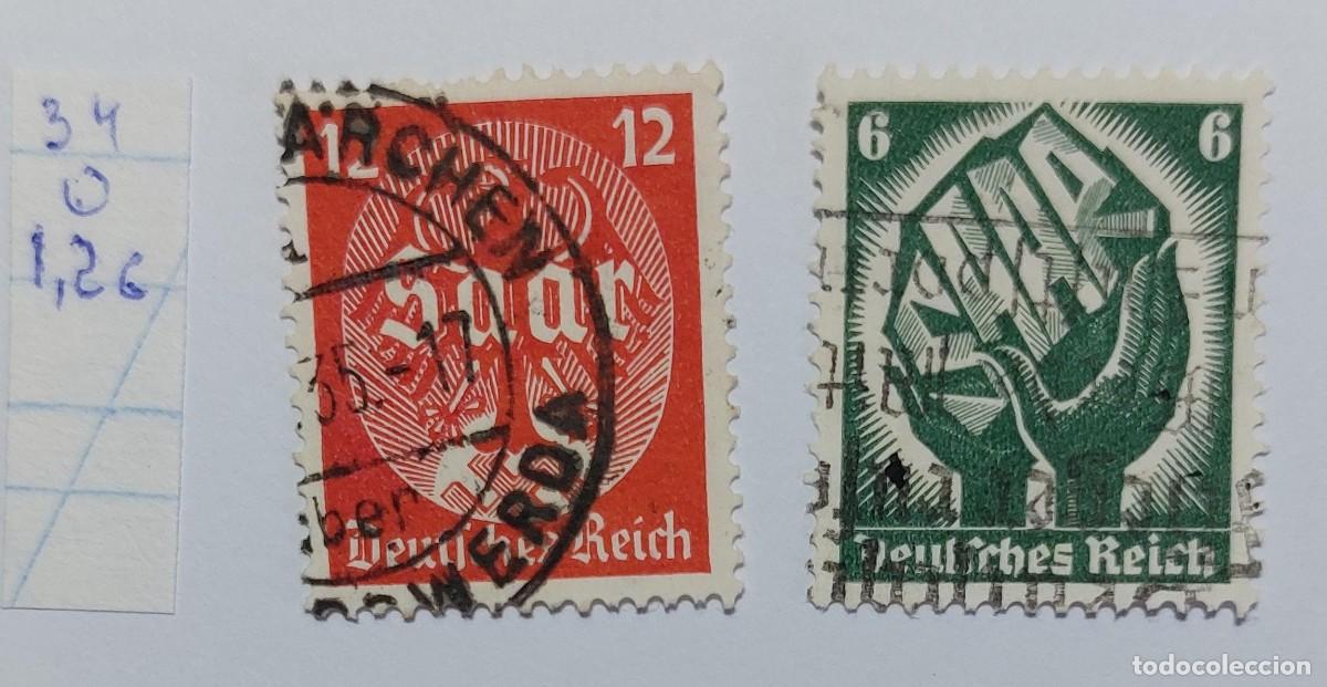 Sellos: ALEMANIA, Tercer Reich, 1934, refer&eacute;ndum de Saarland, presidente Hindenburg (*) USED