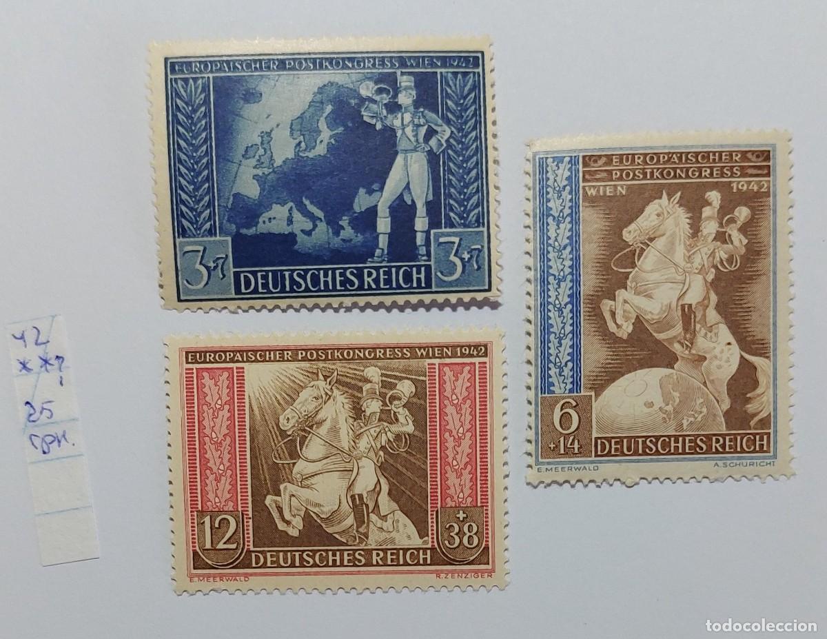 Sellos: ALEMANIA, Tercer Reich, 1942 Congreso Postal Europeo de Viena, cartero con una trompeta ** MNH
