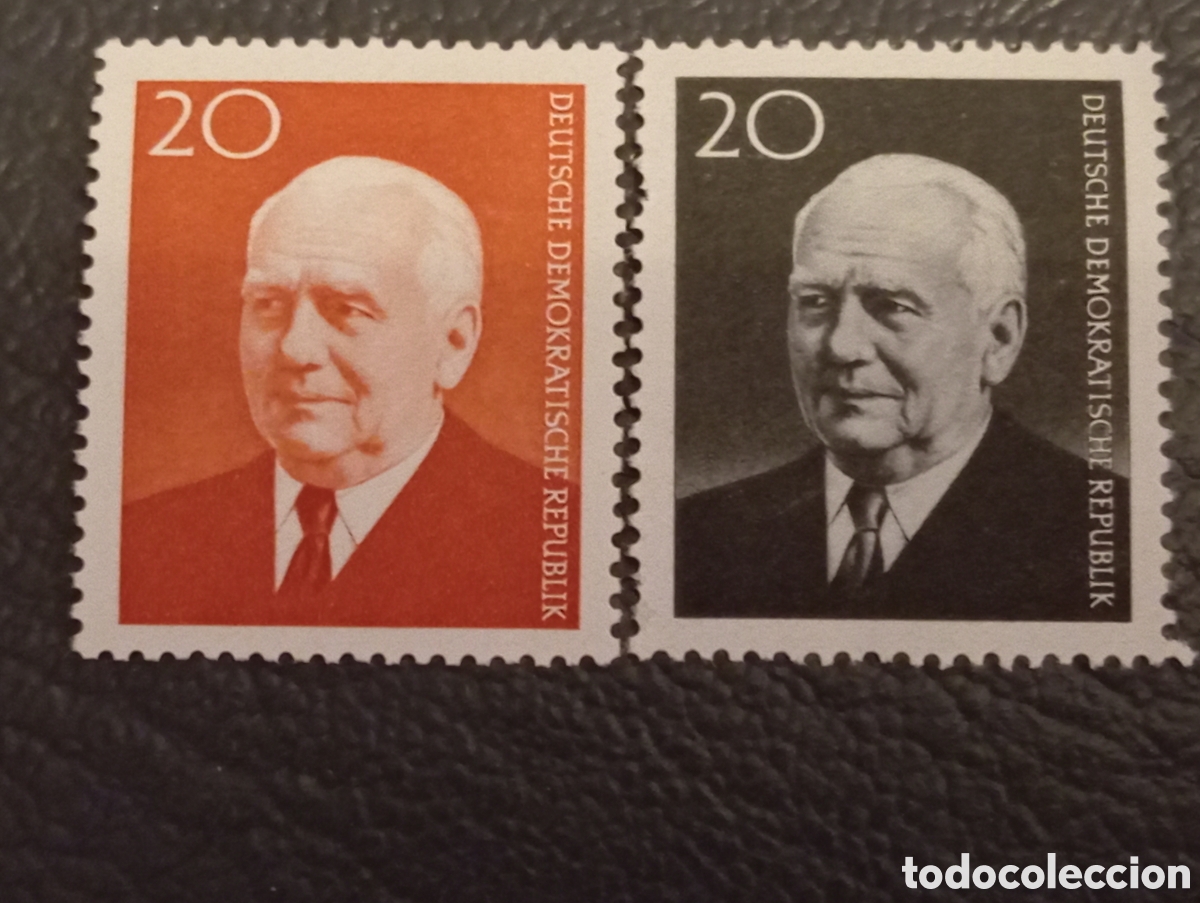 Sellos: Lote 2 Sellos DDR Alemania 1953 Presidente Wilhelm Pieck 20 Pf Michel 324 ** / MNH