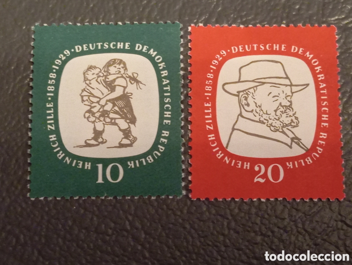 Sellos: Alemania Oriental RDA 1958 - Centenario Heinrich Zille Mi. 624/625 MNH