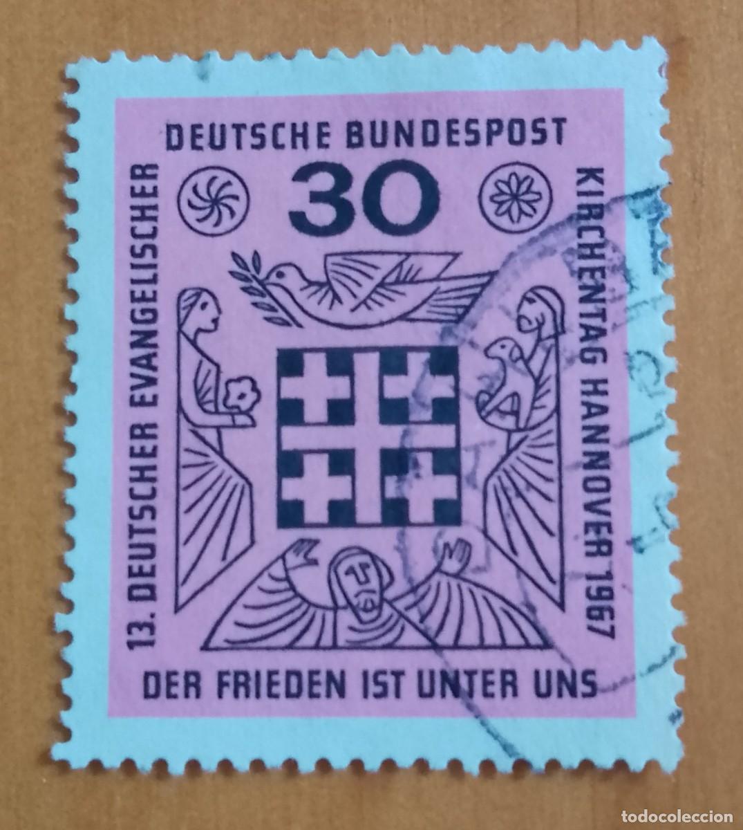 Sellos: ALEMANIA - V/F 30 - A&Ntilde;O 1967 - HANNOVER, IGLESIA EVANG&Eacute;LICA DE KIRCHENTG