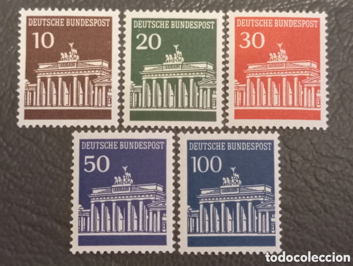 Sellos: Alemania RFA 1966 - Serie Puerta de Brandeburgo Mi. 506-510 Completa MNH **
