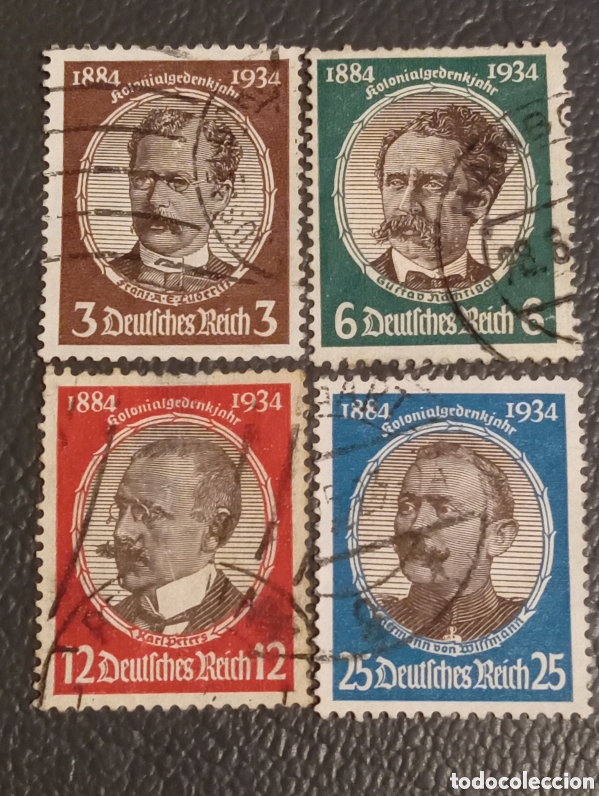 Sellos: Alemania Tercer Reich 1934 - Serie Coloniales Usada - Michel 540-543 / Yvert 500-503
