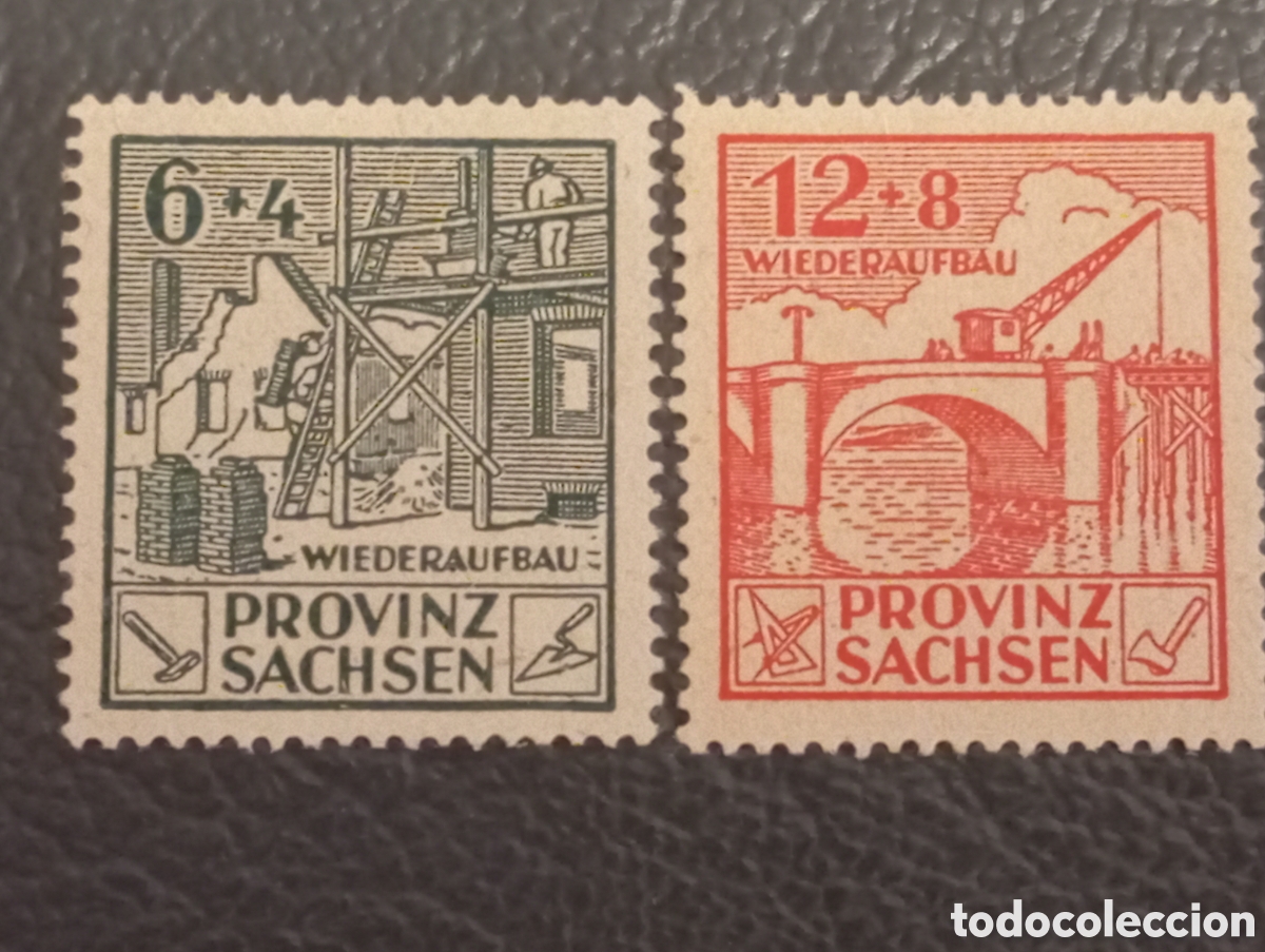 Sellos: Alemania Zona Sovi&eacute;tica 1946 - Provincia Sajonia - Michel 87A y 88A
