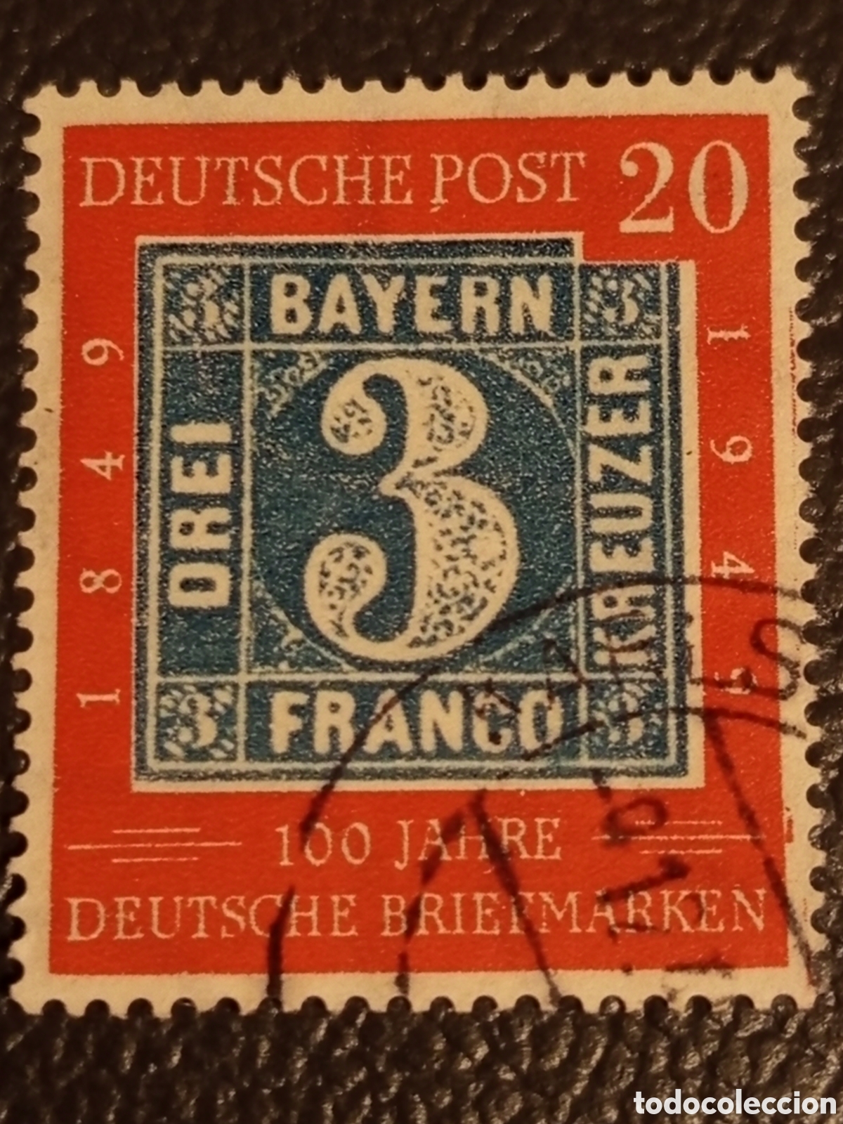 Sellos: Sello Alemania RFA 1949 - Centenario Filatelia - 20 Pf (Michel 114) Usado