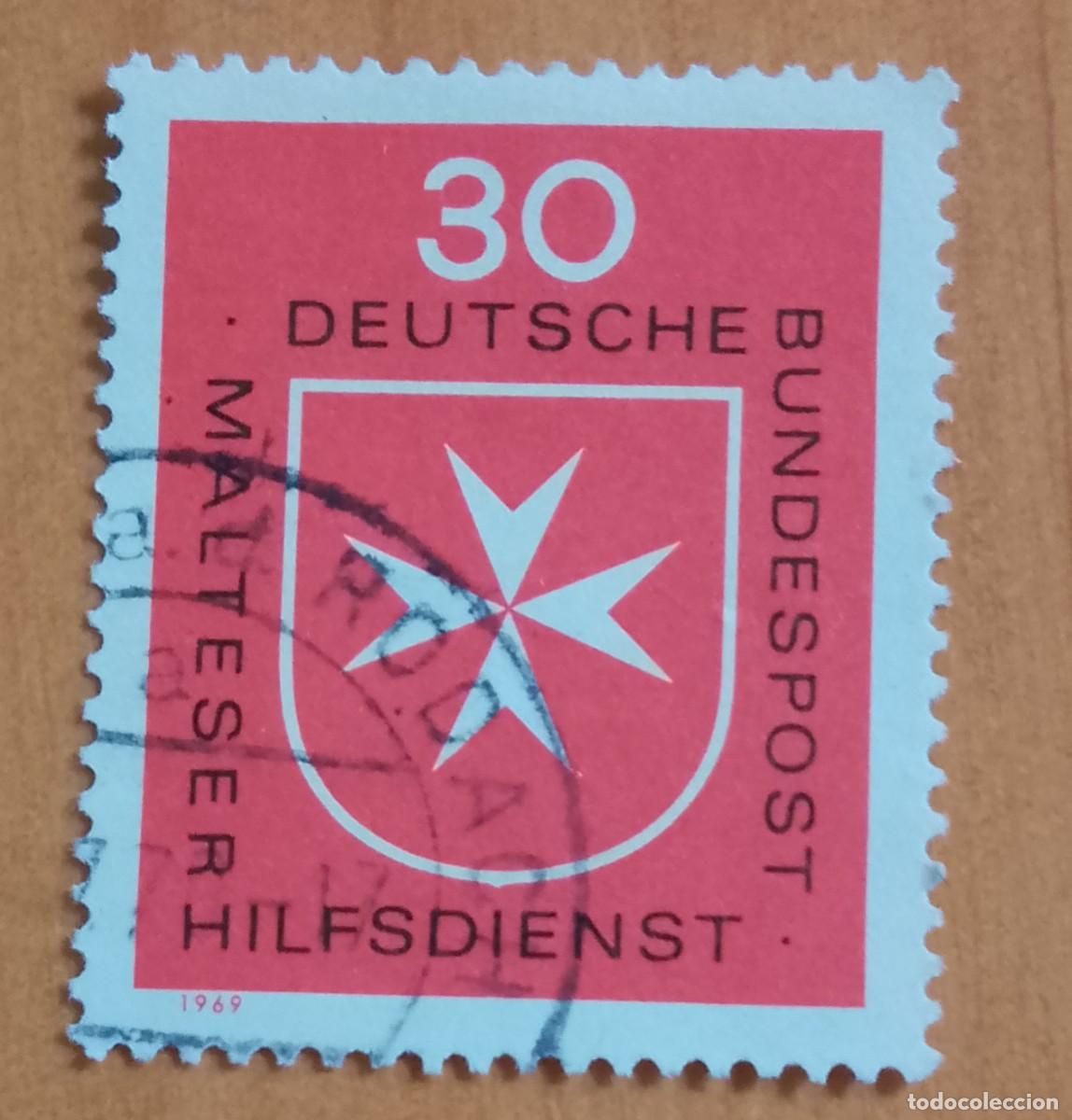 Sellos: ALEMANIA - V/F 30 - A&Ntilde;O 1969 - SERVICIO DE SOCORRO DE MALTA - YV 460