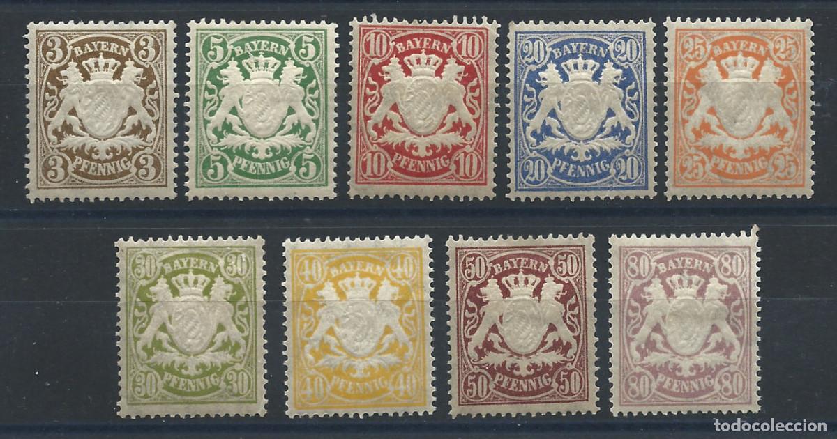 Sellos: Allemagne - Bayern N&deg;60+62/64+66/68+70/71* (MH) 1888/1904 - Blason